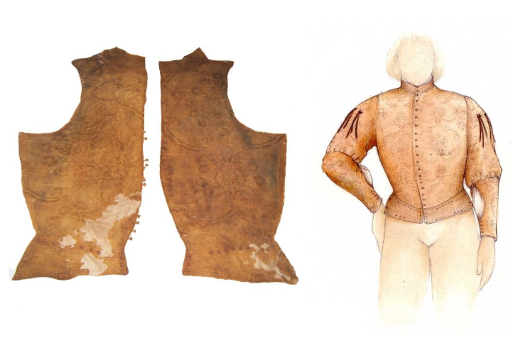 Farseto Diega Cavaniglia z roku 1481, klášter Folloni, San Francesco. Kresebná rekonstrukce Calandini Luca