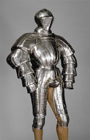 kostýmní brnění Wilhelma von Roggendorfa vyrobené cca 1525, Kunthistorische museum, Vídeň